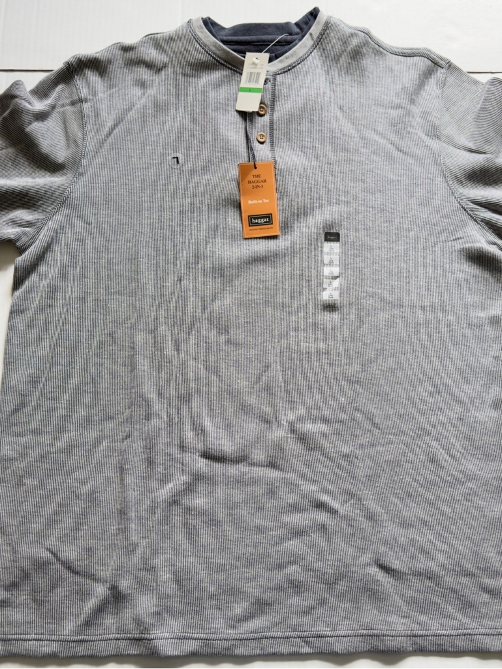 Haggar Heather Grey Long Sleeve Henley - Picture 4 of 9